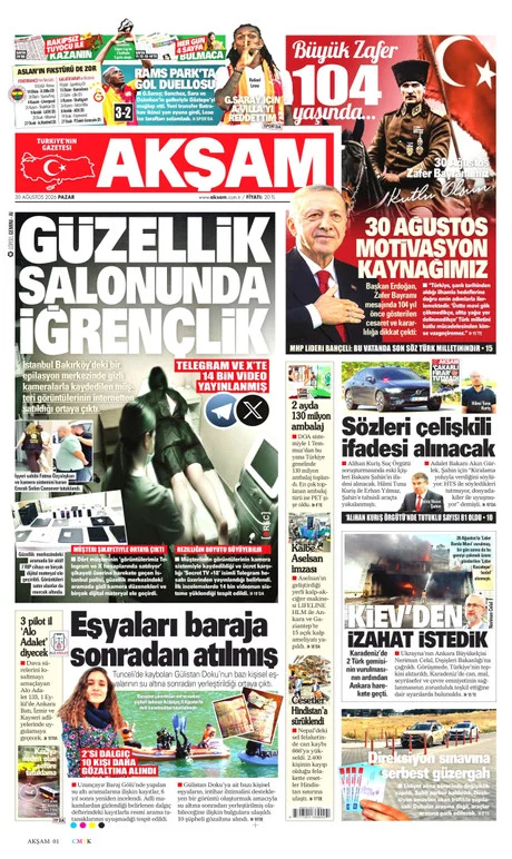 Akşam gazete manşeti