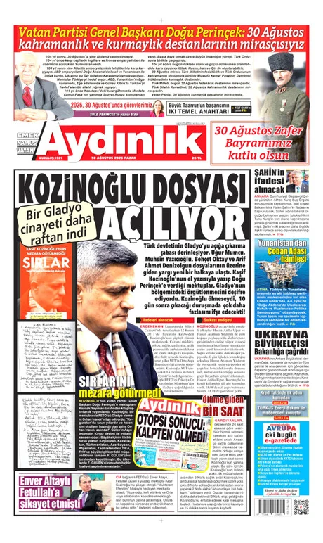 Aydınlık gazete manşeti
