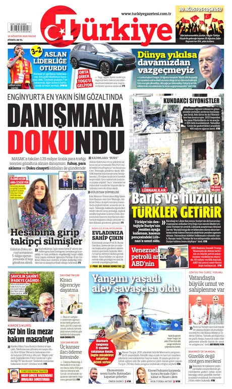Türkiye Gazetesi gazete manşeti