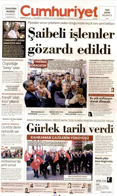 Cumhuriyet gazete manşeti