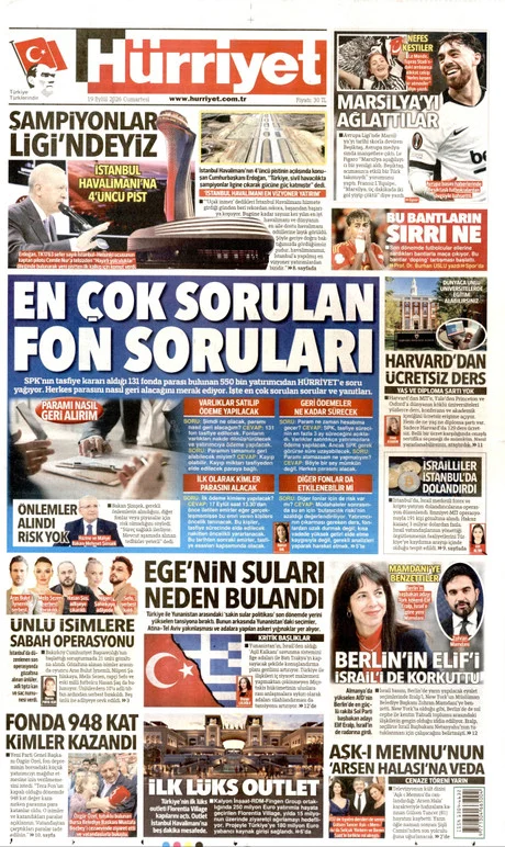 Hürriyet gazete manşeti
