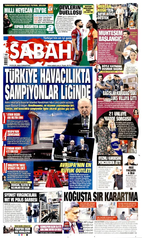 Sabah gazete manşeti