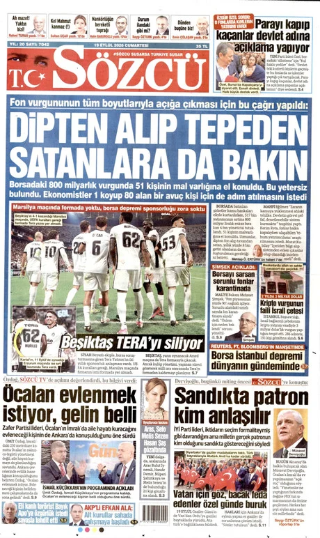 Sözcü gazete manşeti