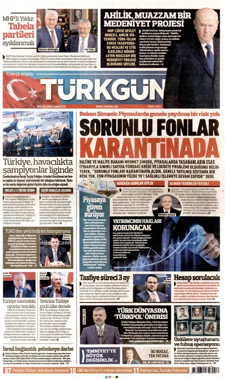 Türkgün gazete manşeti
