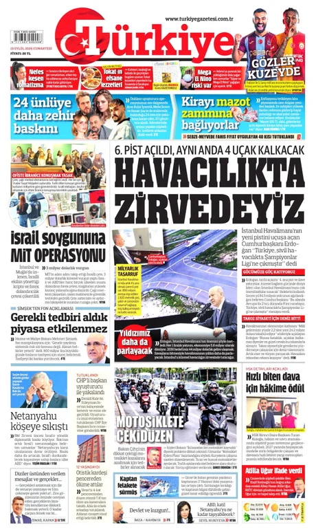 Türkiye Gazetesi gazete manşeti