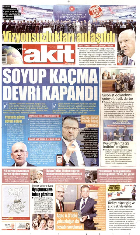 Yeni Akit gazete manşeti
