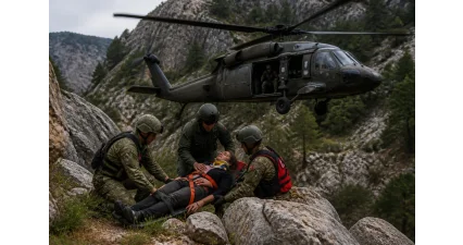 Seydişehir’de kayalıklardan düşen kadın helikopterle kurtarıldı