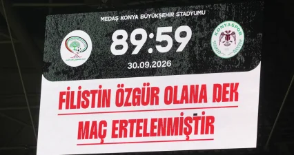 Konya'da Filistin için oynanan maç 89.59'da sonlandırıldı