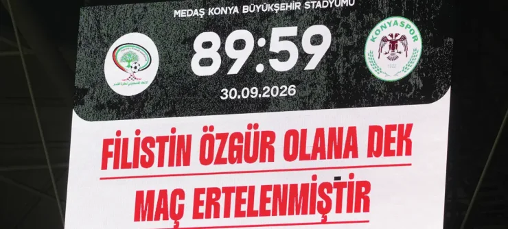 Konya'da Filistin için oynanan maç 89.59'da sonlandırıldı