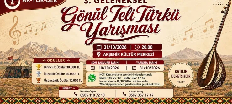 Akşehir’de Gönül Teli Türkü Yarışması 31 Ekim’de Yapılacak